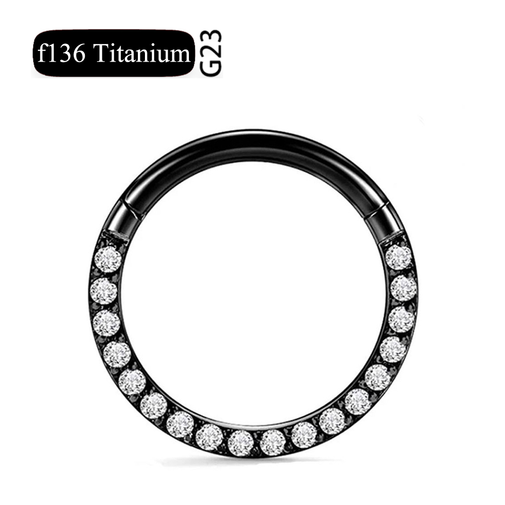 10Pc G23 Titanium High Quality Zircon Stone Hight Segment Rings Open Small Septum Piercing Nose Earrings Helix Body Piercings. 