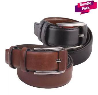 Black Leather Belt and Brown Leather Belt for Men
