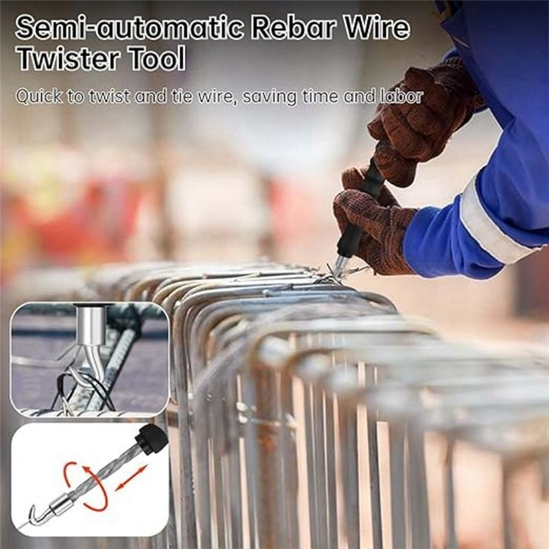 Semi-Automatic Tying Machine Wire Knoting Pliers Straight Pull Bar Binding Hook Construction Site Winding Tool Easy Install Easy to Use A. 