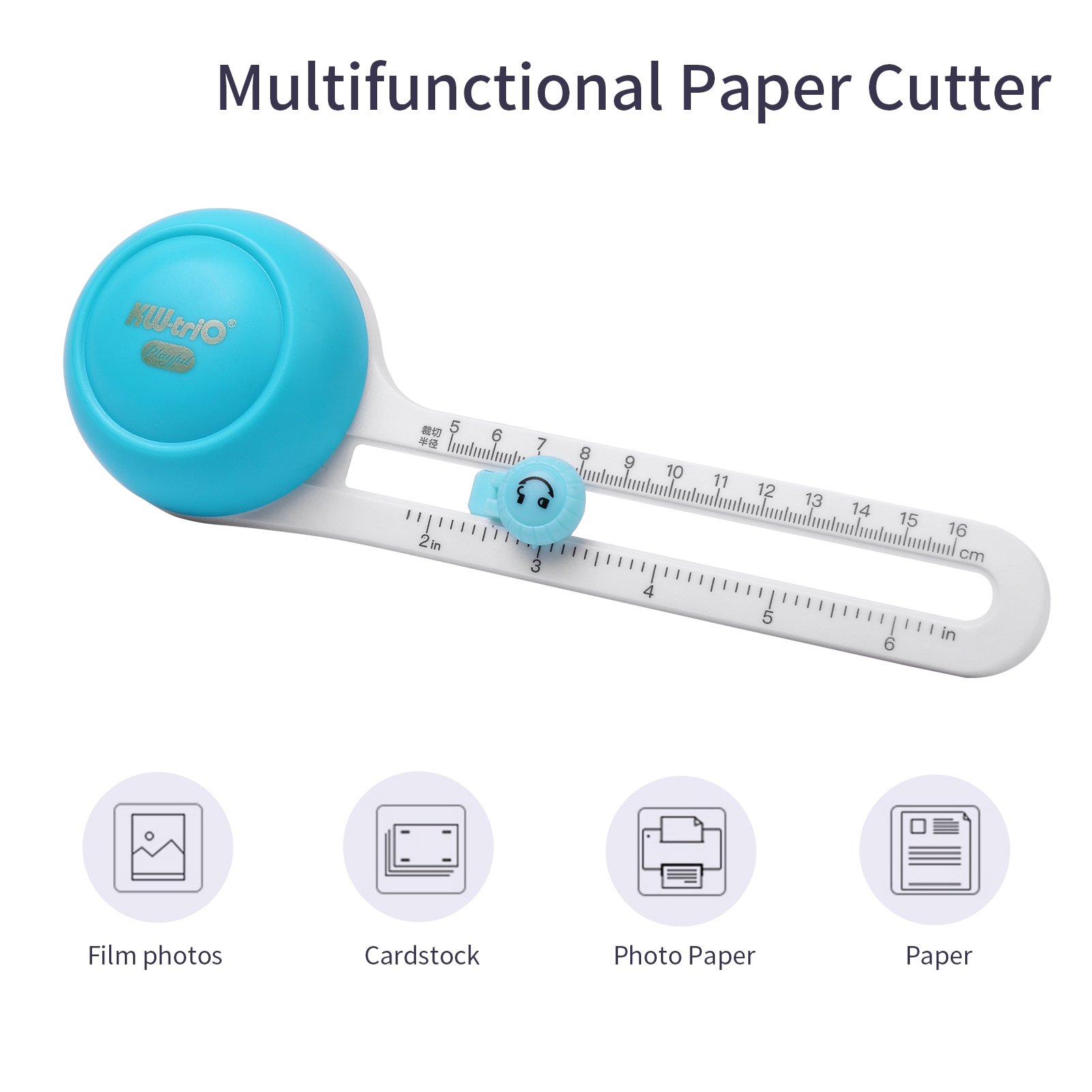 KW-triO Circular Paper Cutter Rotary Circle Cutter Manual Round Cutting Tool Paper Trimmer Scrapbooking Tool with Replacement Cutter Head for DIY Paper Cards Craft Supplies Sewing Tool. 
