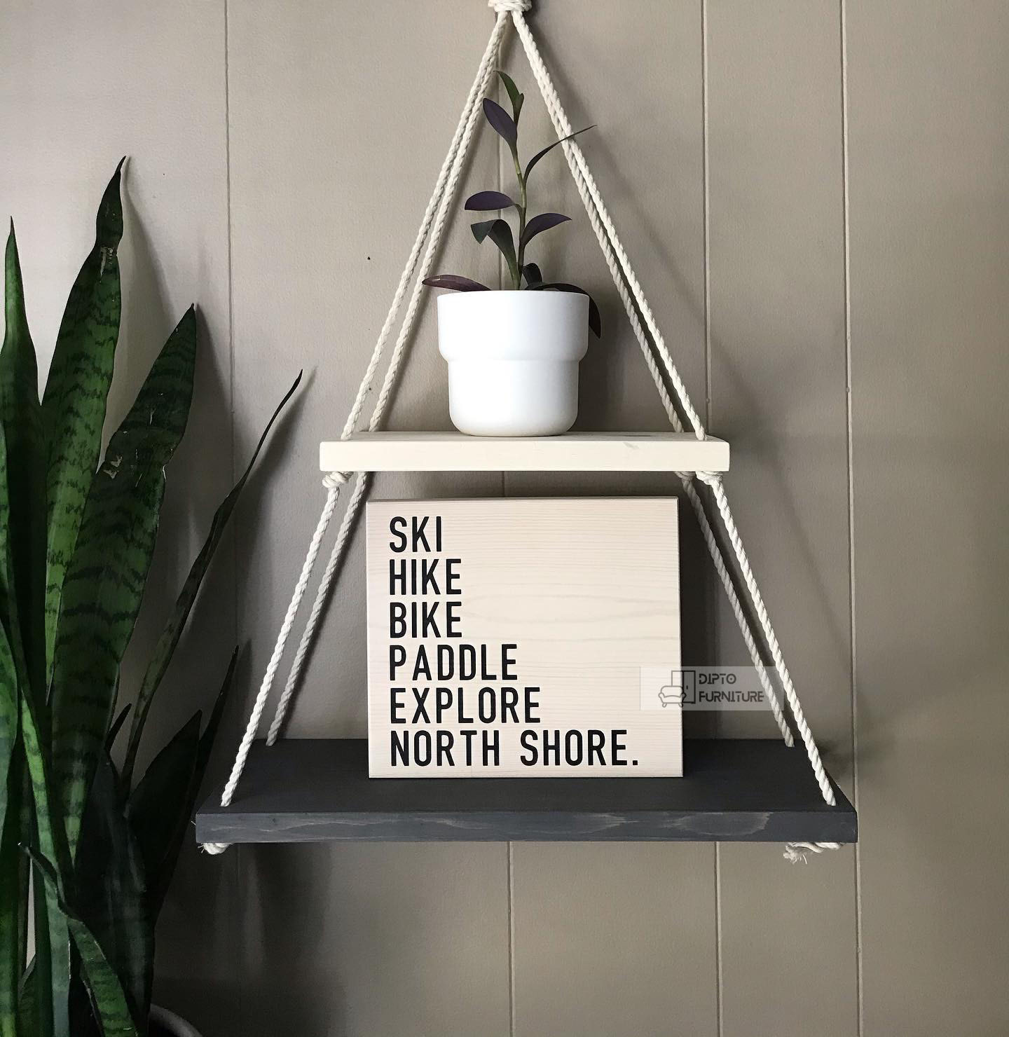 2 Layer Floating Wall Shelf with Hook for Home Decor, MDF Material, Stylish Wall Hanging Storage Shelf. 
