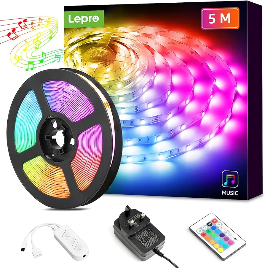 RGB LED Strip Light 16 Colors 16 Feet Led Strip Light Color Changing Mood Lighting Remote Control. 