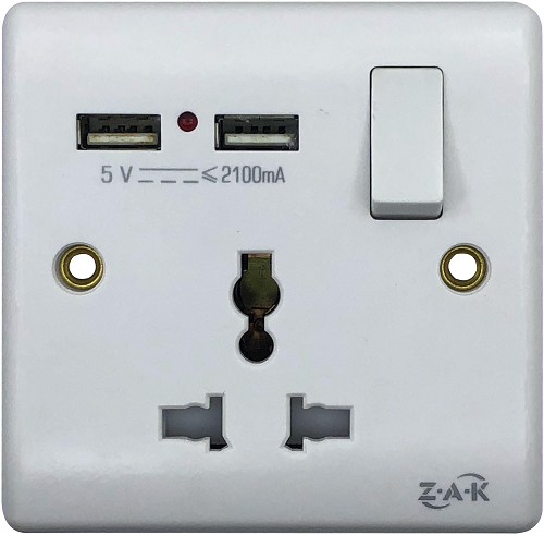 3 Pin 2 USB socket / USB Socket with Switch (Business series). 