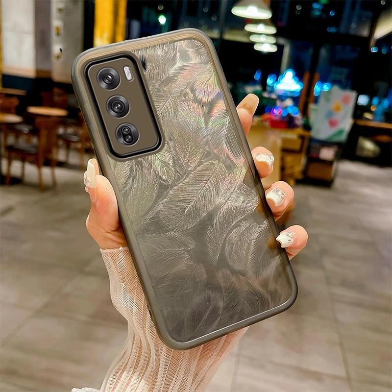 For Oppo Reno 12 12pro Reno12 pro 5g case Bird Feather Pattern Full Camera Protection Shockproof Soft Back Cover casing