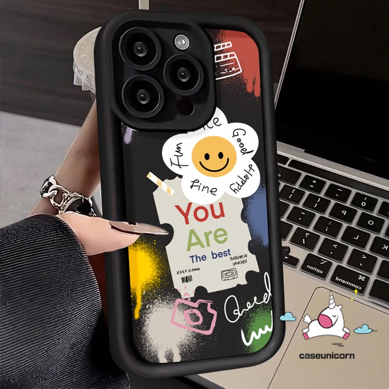 For Infinix Smart 8 7 5 6 Hot 20 30i Tecno Spark GO 2024 2023 10 Pro Camon 20 Pro Infinix Note 30 VIP Pro 12 G96 GT 10 Pro Hot 9 30 11 10 Play Trend Tag Flower Melt Smile Face Case