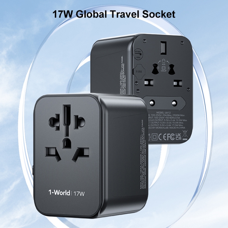 MOMAX UA12 1-World 17W Global Travel Fast Charger Power Adapter - 4