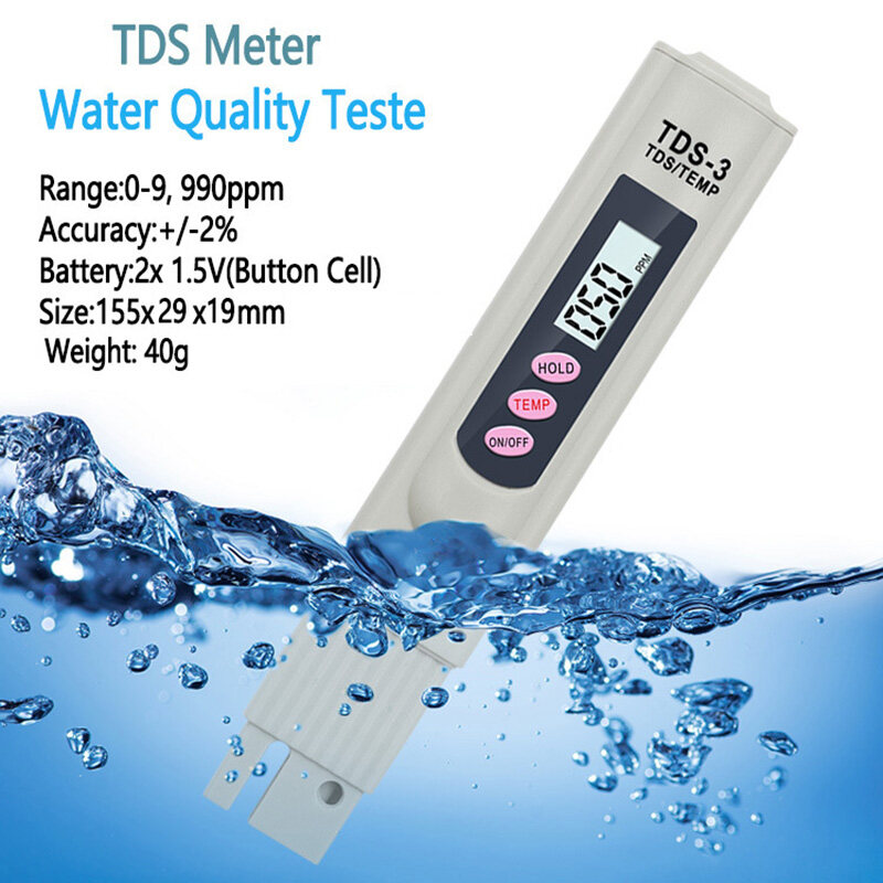 Digital Water Test Pen,  Meter Filter Measuring Water Quality Purity Tester TDS Meter, Portable Water Tester Water Quality Analysis Meter Water Purity Check 0-9999 ppm Measurement  , for Drinking Water Aquariums RO System Swimmin. 