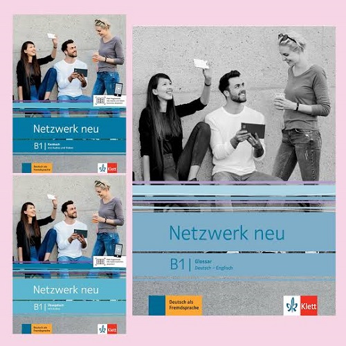 Netzwerk Neu B1 ( KURSBUCH + UBUNGSBUCH+ GlOSSAR ) (Set Of 3 Books ) German Language-Black white Print