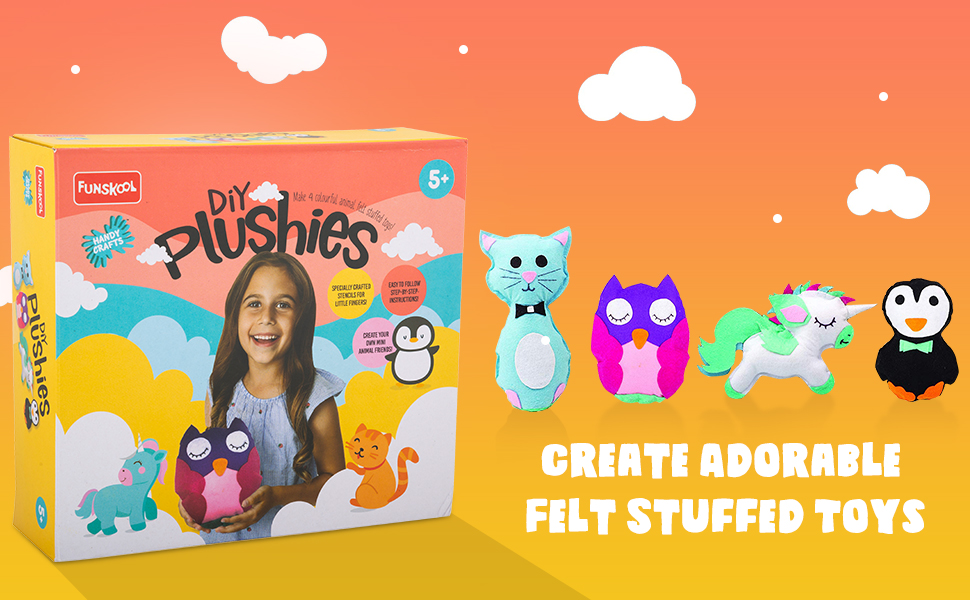 Handycrafts - DIY Plushies , Soft toy maker , Make your own stuffed animal , 5 years + , art and craft kit. 