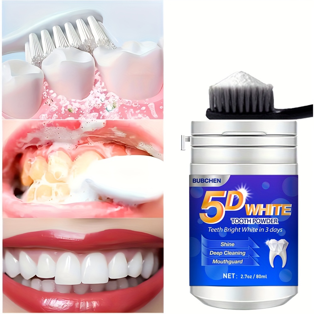 5D White Tooth Powder - Deep Cleaning Formula for Fresh Breath and Oral Hygiene - Gentle, Effective, and Ideal Gift for Women and Men. 