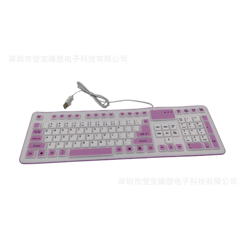 Silicone Waterproof Folding Keyboard 106 Key Desktop Laptop Keyboard Industrial Dust Resistant Gaming Keyboard Wholesale. 