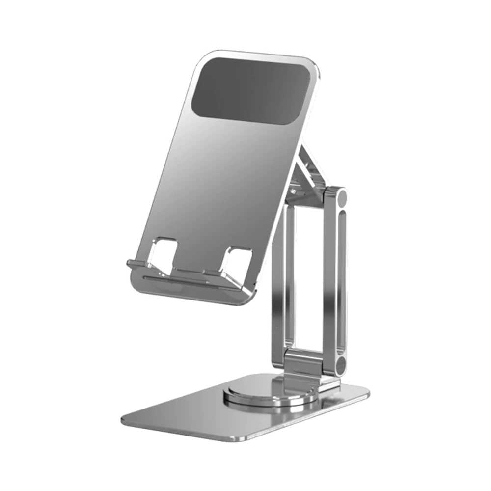 360 rotate Aluminum mobile and tablet stand: Adjustable, Compact, and Universally Compatible. 