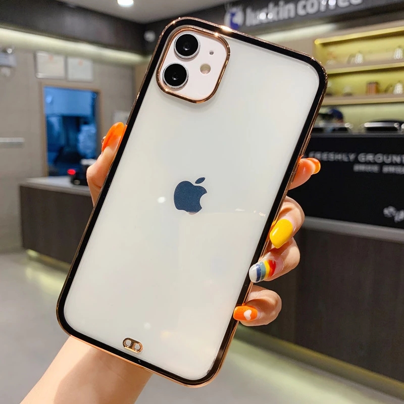 iPhone 12 Pro Transparent Case Ultra Thin Colorful Soft Silicone Frame Back Cover