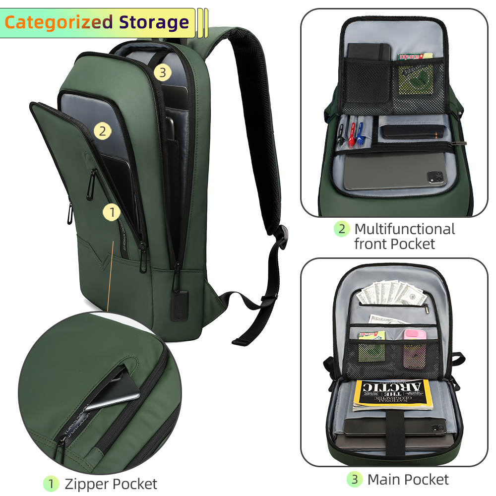 Heroic Knight Backpack for Men Business Slim Backpack Tablet Light Weight Travel Backpack 1415.617Laptop Bag for Work College. 
