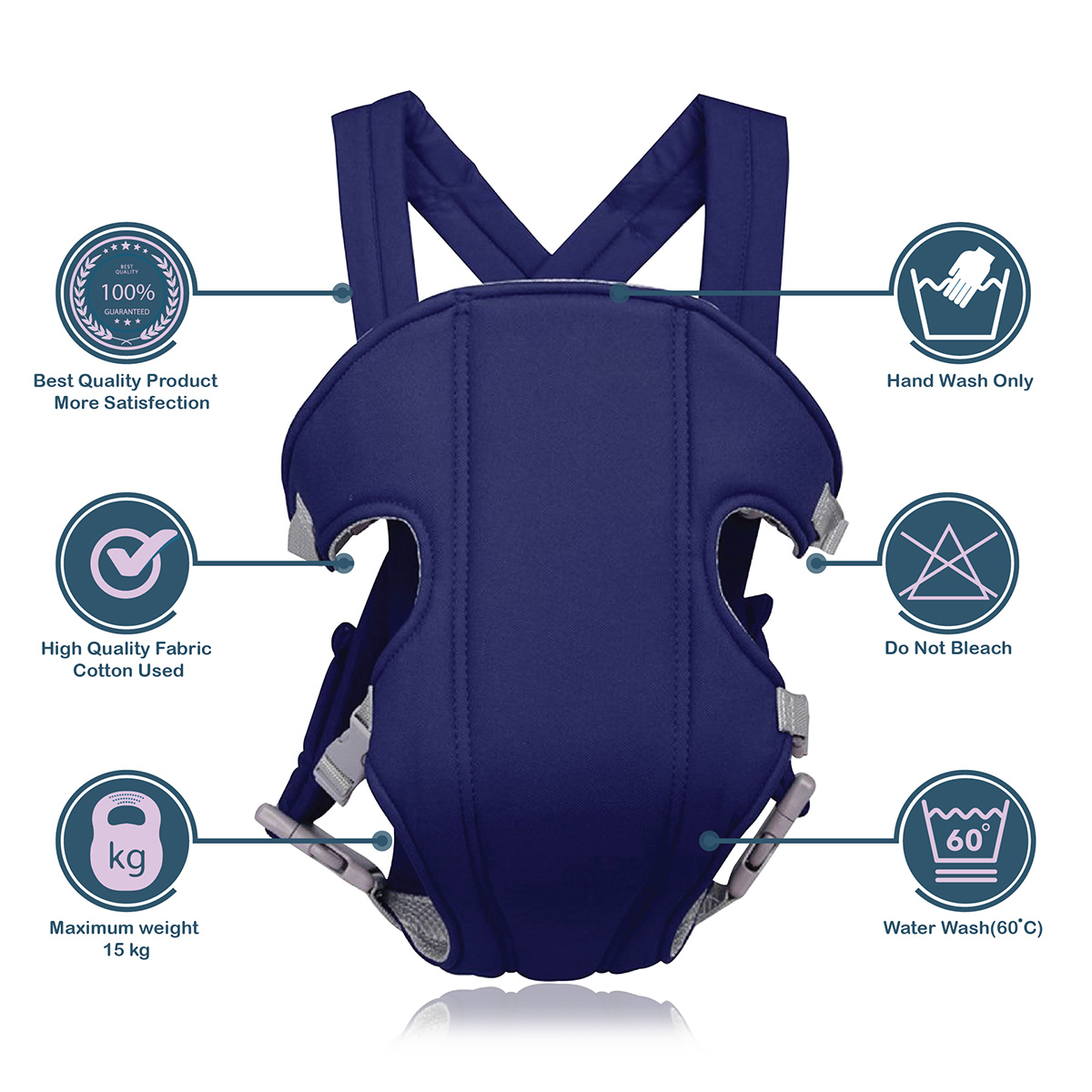 Best Quality Blue Stylish Baby Carrier - Comfortable Carrying Bag with Multiple Positions for Lying - Suitable for 6 Months to 2 Years Old Babies. 