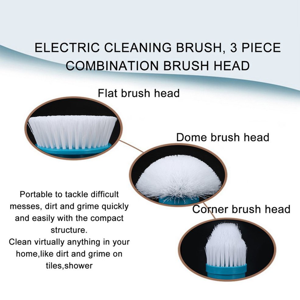 Turbo Scrub Electric Cleaning Brush Head Set 3 Heads For Multi-Purpose Uses. 