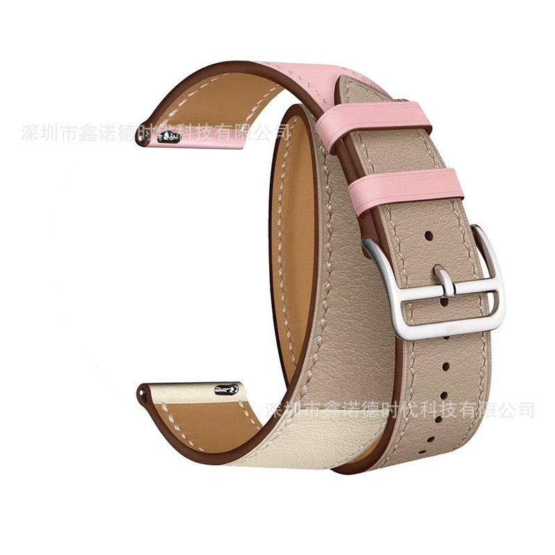 [autismaut] Applicable Amazfit GTR Strap Contrast Color Leather Strap Double Ring Strap 42MM 47MM Leather Strap. 