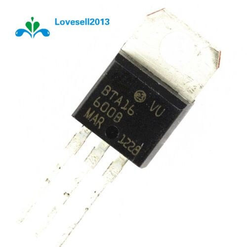 A CLASS BTA16 BTA16-600B 16A 600V TRIAC Thysitor 3 Pin Leads Bidirectional SCR Transistor THT Package TO-220 Transistors. 