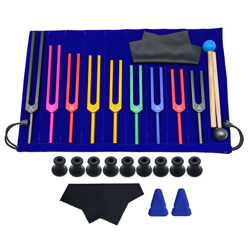 Colorful Aluminum Alloy Tuning Forks, Tuning Forks for Therapy, Voice Therapy with Cleaning Cloth Base Easy Install Easy to Use