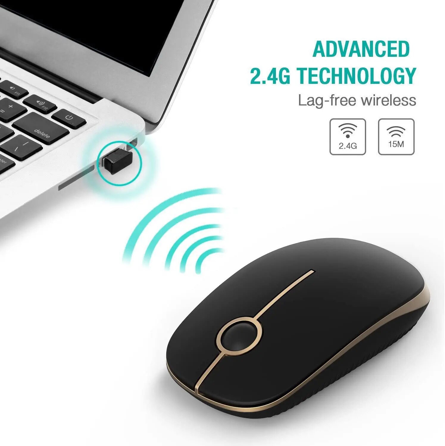 Jelly Comb 2.4G Slim Mouse Wireless with Nano Receiver Portable Optical Noiseless Mice for Notebook PC Laptop Computer MacBook. 