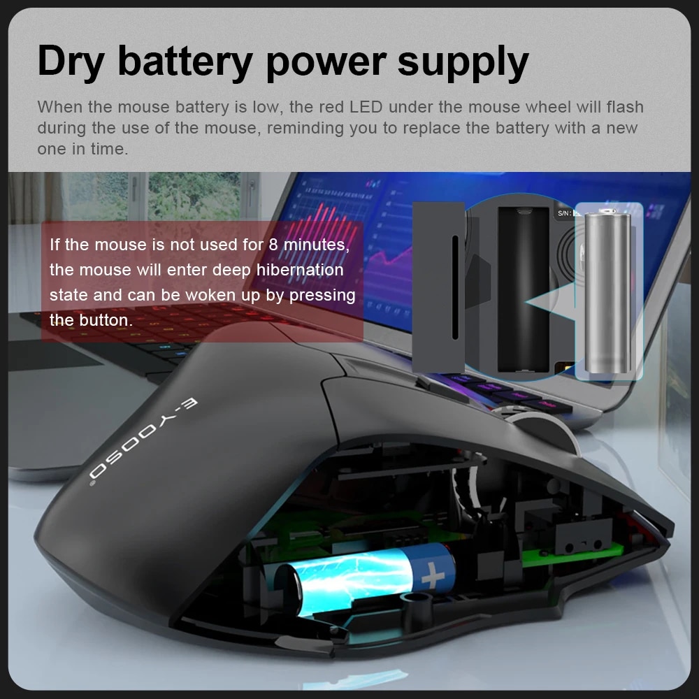 E-YOOSO X-31 USB 2.4G Wireless Gaming Large Mouse for Big Hands PAW3212 4800 DPI 5 Buttons for Gamer Mice Computer Laptop PC. 