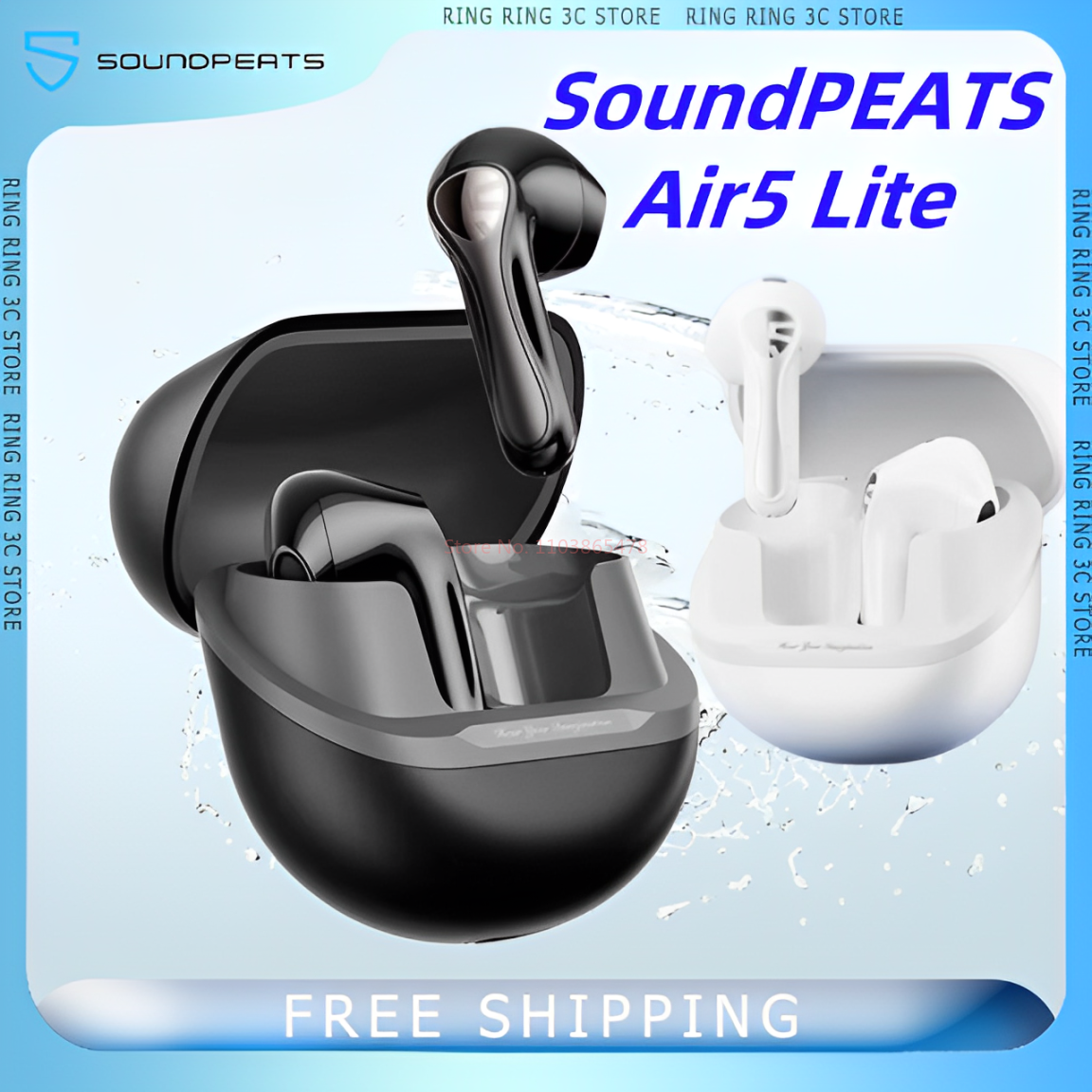 SoundPEATS Air5 Lite Wireless Earphones AI Noise Reduction Hi-Res SISA Spatial Sound Half In Ear Custom Gaming Earbud With 2Mics