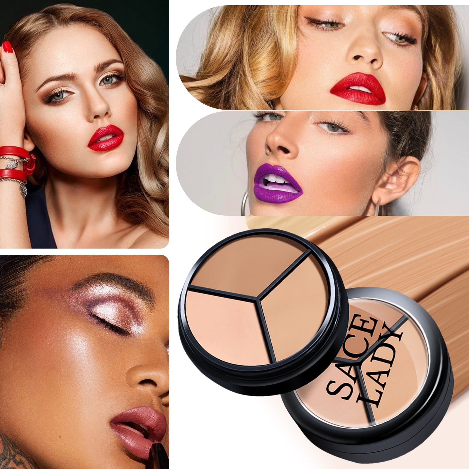 Tri Color Concealer Covers Spots Waterproof Foundation Makeup Foundation Concealer Full Cover Oil Control Face Base Makeup. 