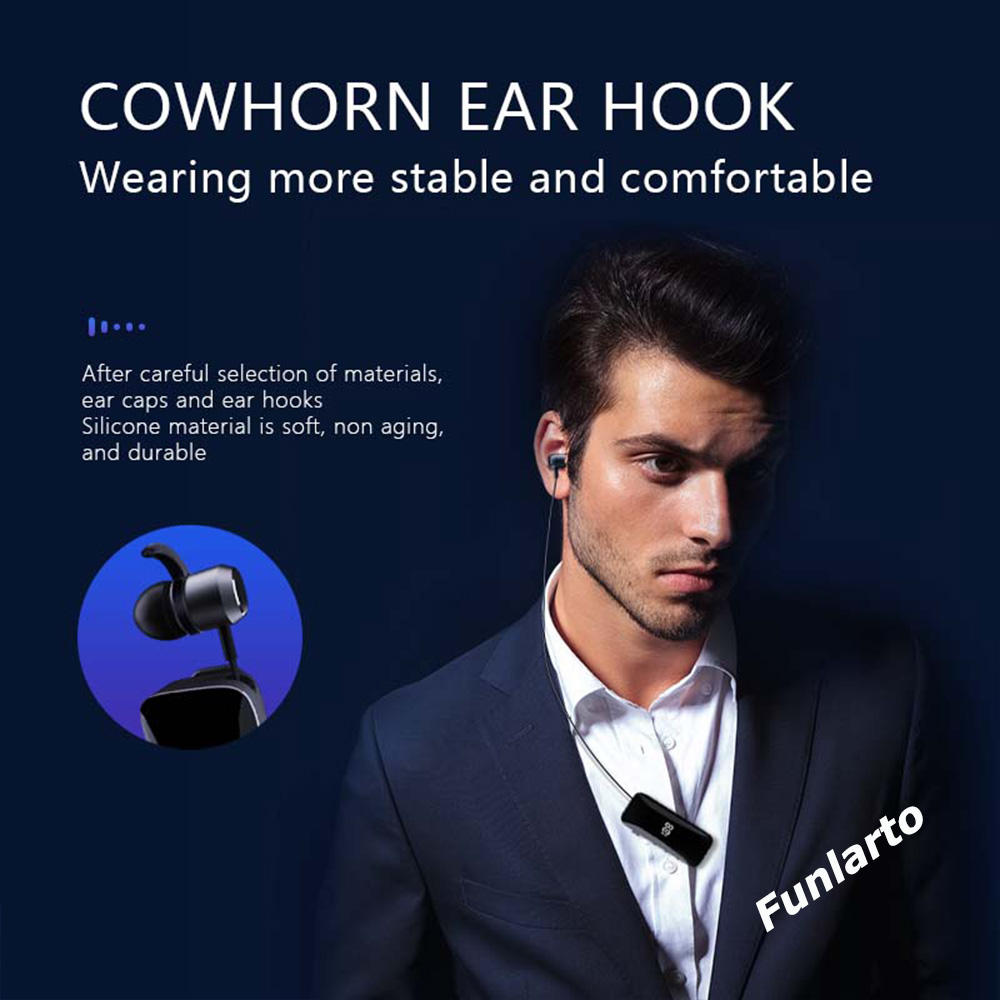 Machine LED Collar Clip Wireless Ear Clip on Bluetooth Headset Retractable Bluetooth 5.3 Headset Battery Display Hands-Free Microphone. 