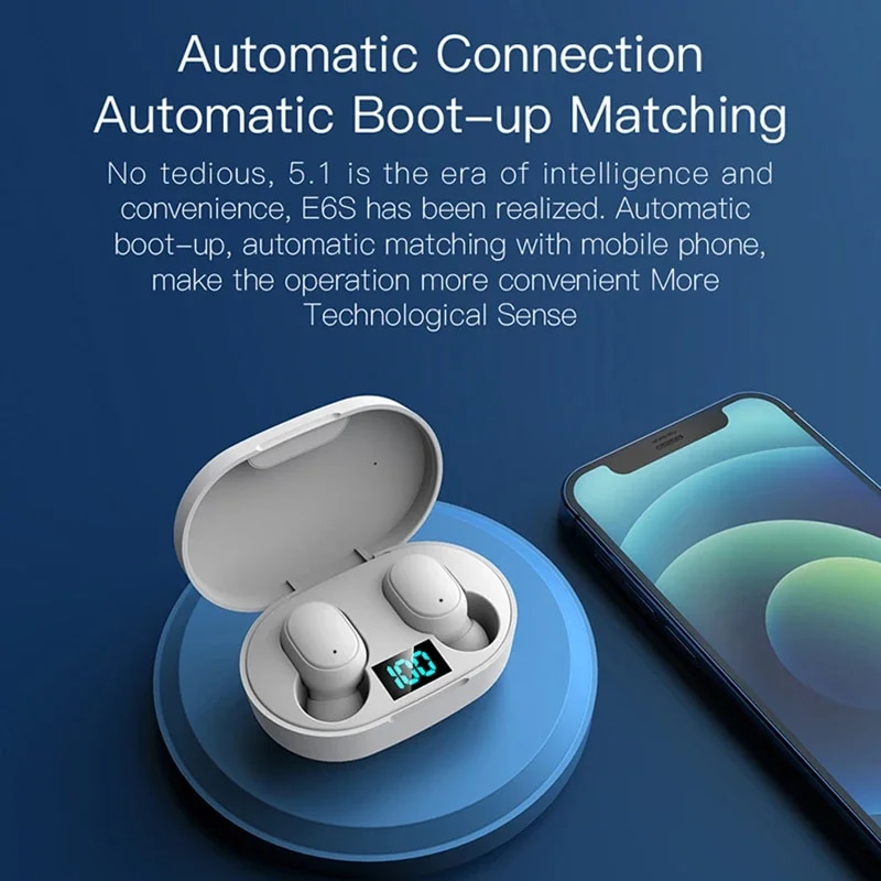 E6S TWS Bluetooth Earphones Wireless bluetooth headset Noise Cancelling Headsets With Microphone Headphones For iPhone Xiaomi. 