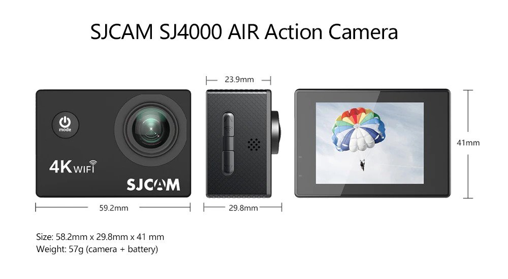 SJCAM SJ4000 AIR 4K Action Camera Full HD Allwinner 4K 30FPS WIFI 2.0" Screen Mini Helmet Waterproof Sports DV Camera. 