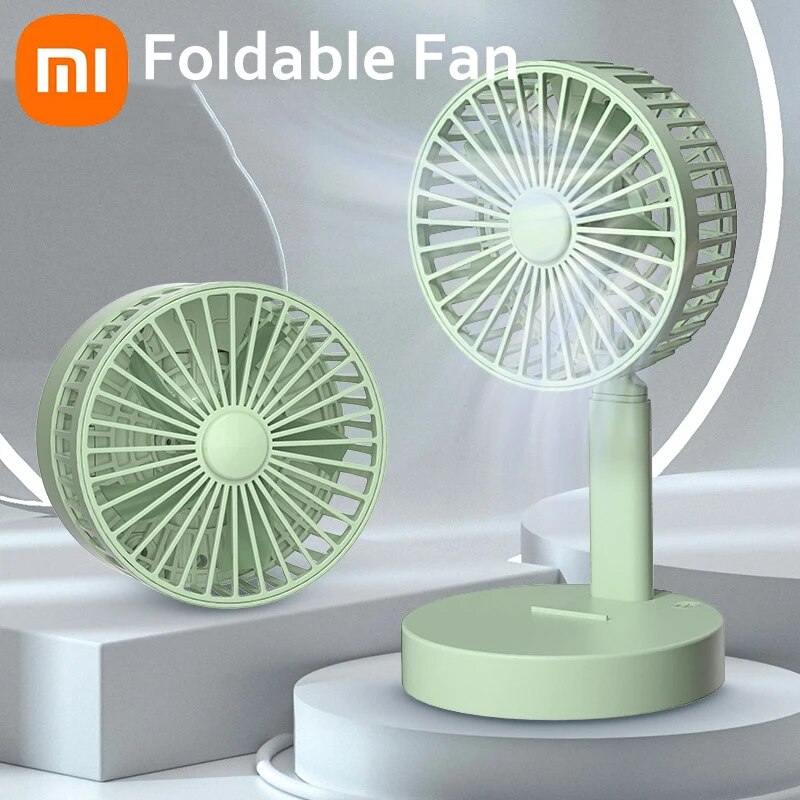 【NEW】 Xiaomi Portable Small Desk Fan Ultra Quiet Table Fan USB Rechargeable Cooling Fan With 3 Speed Powerful Wind Office Foldable Fan