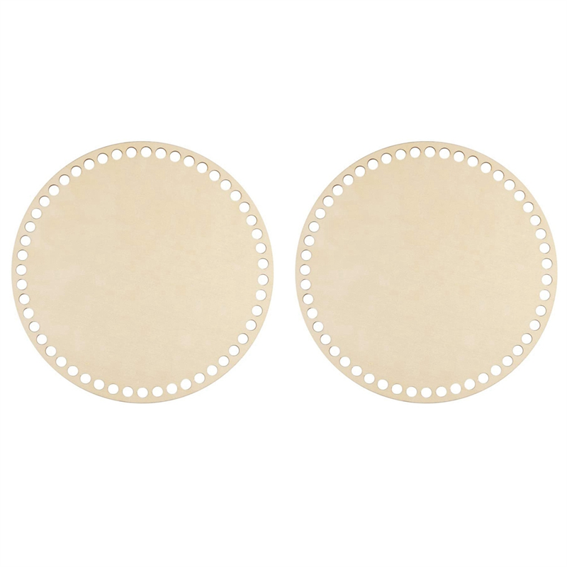 2Pcs 20cm Natural Wooden Basket Bottom with Hole,Circle Blank Wood Base for DIY Knitting Crochet Bag Bottom Shaper Craft