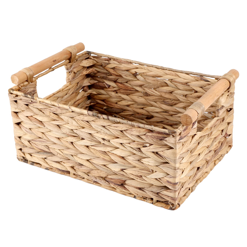 Wicker Basket Rectangular with Handles for Shelves,Water Hyacinth B