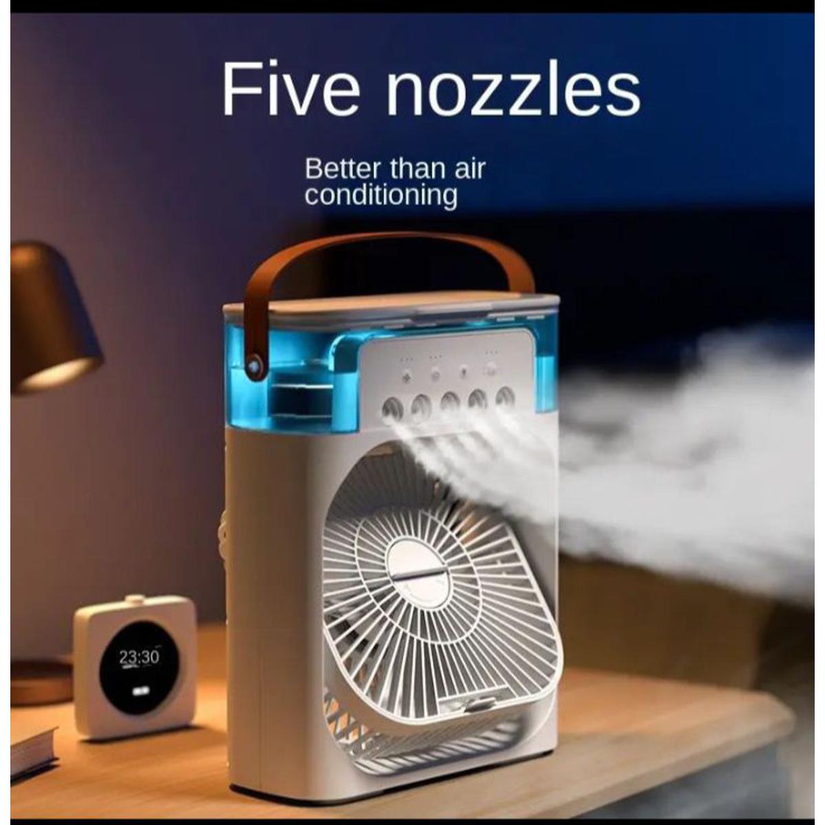 Portable Air Conditioner Fan, Mini Evaporative Air Cooler with 7 Colors LED Light, 1/2/3 H Timer, 3 Wind Speeds and 3 Spray Modes