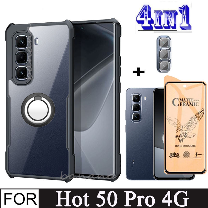 Infinix Hot 50 Pro Shockproof Phone Case for Infinix Hot 50i Hot50 Smart9 4 in 1 Camera Lens Ceramic Tempered Glass Screen Protector
