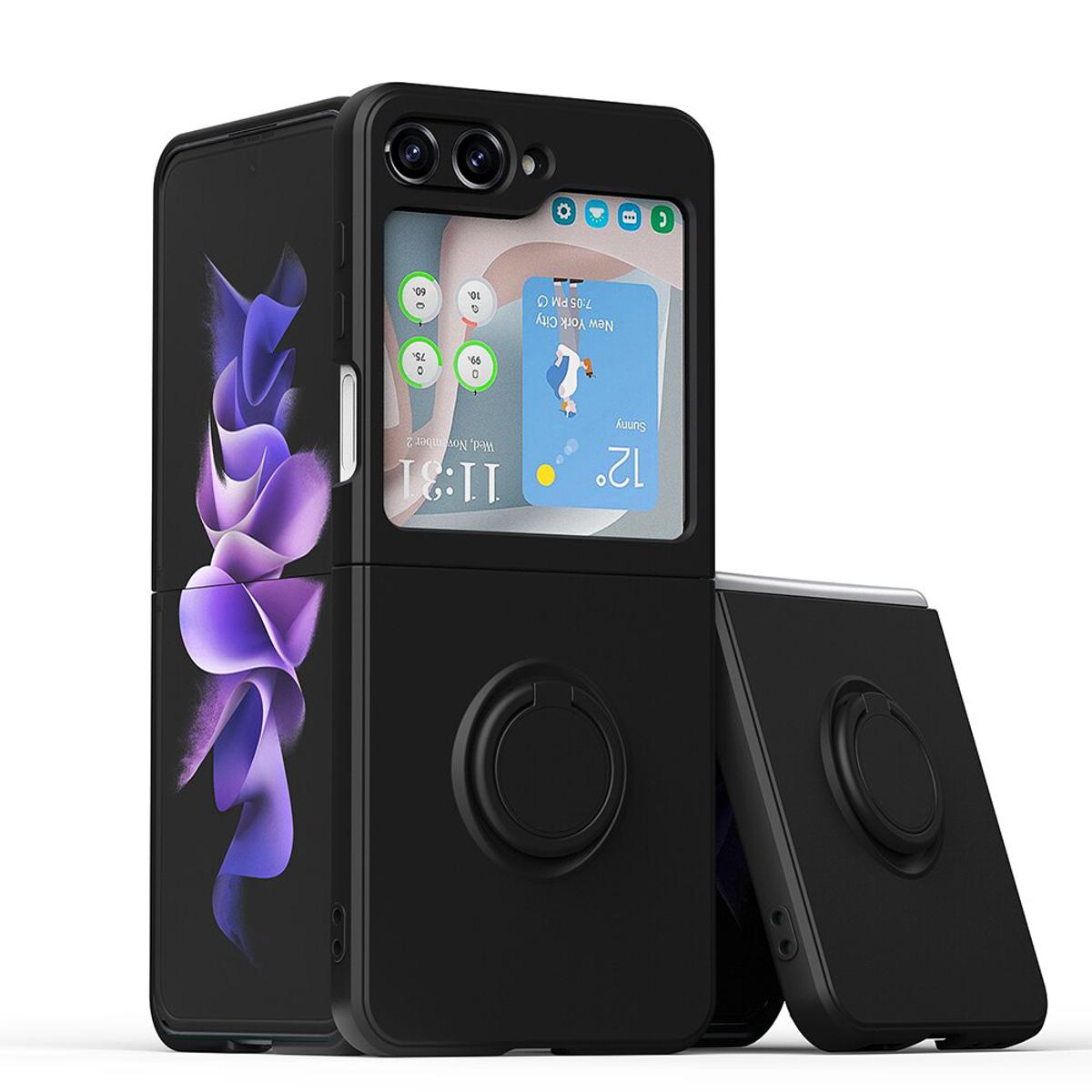 For Samsung Z Flip 5 Circular Ring Liquid Silicone Phone Case for Samsung Galaxy Z Flip5 Full Protective Shell Anti Drop Fully Cover Phone Case