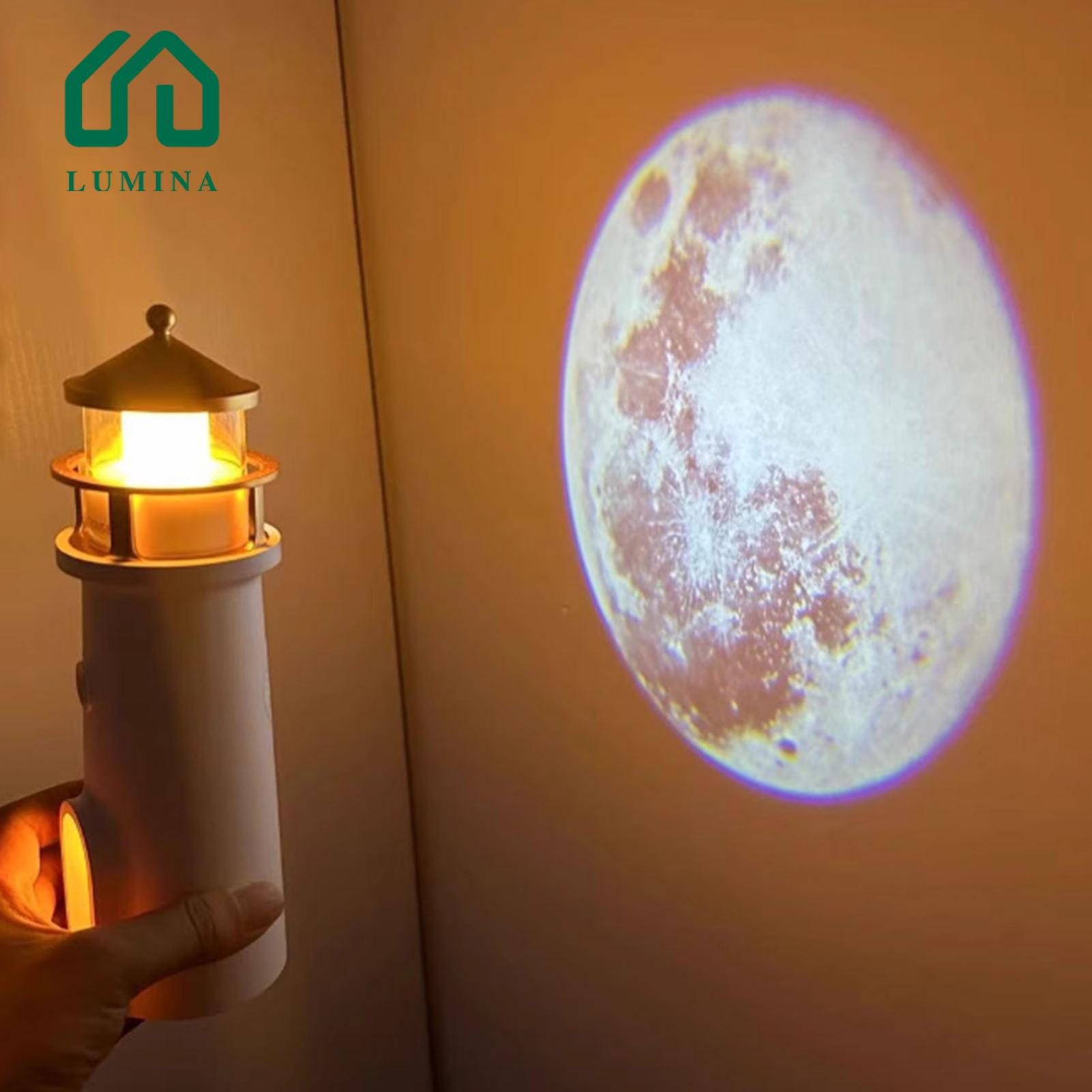 Lumina Adjusle Brightness Night Light Rechargeable Moon Lamp Projector Led Night Light with Remote Control Adjusle Brightness r Function Lighthouse Night Light le Decor Buyers' Favorite. 