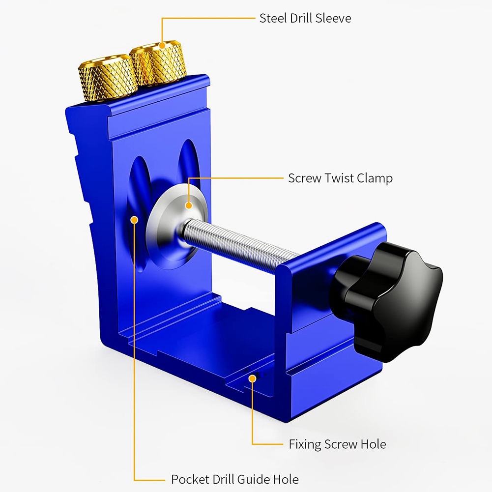 1 Set Pocket Hole Jig Kit for 15° Angled Holes, for Woodworking Angle Drilling Holes A. 