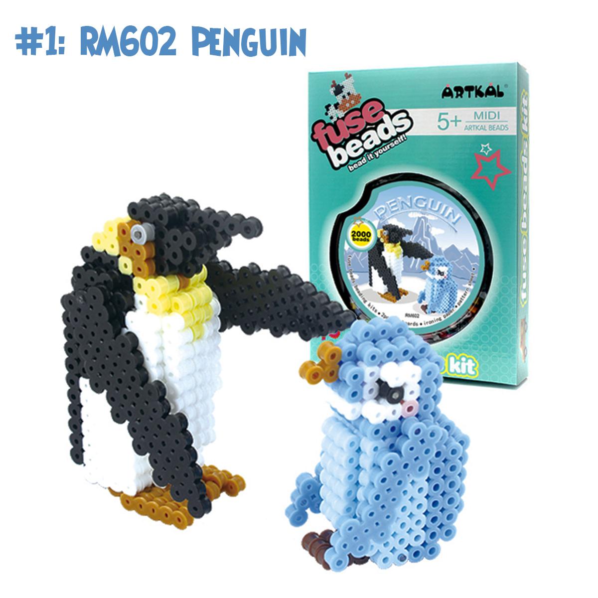 ARTKAL 2000 Pcs DIY Perler Fuse Beads Art Craft Kids 3D Beans Building BlocksPenguin