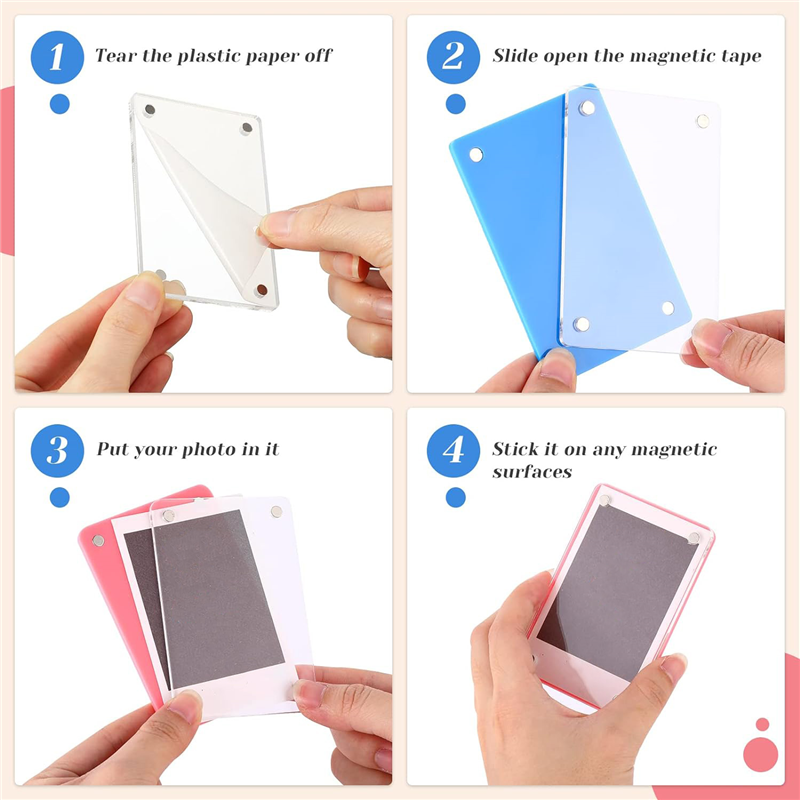 15 Pieces Mini Double Sided Refrigerator Magnet Picture Frame Clear Frameless Display Frame. 