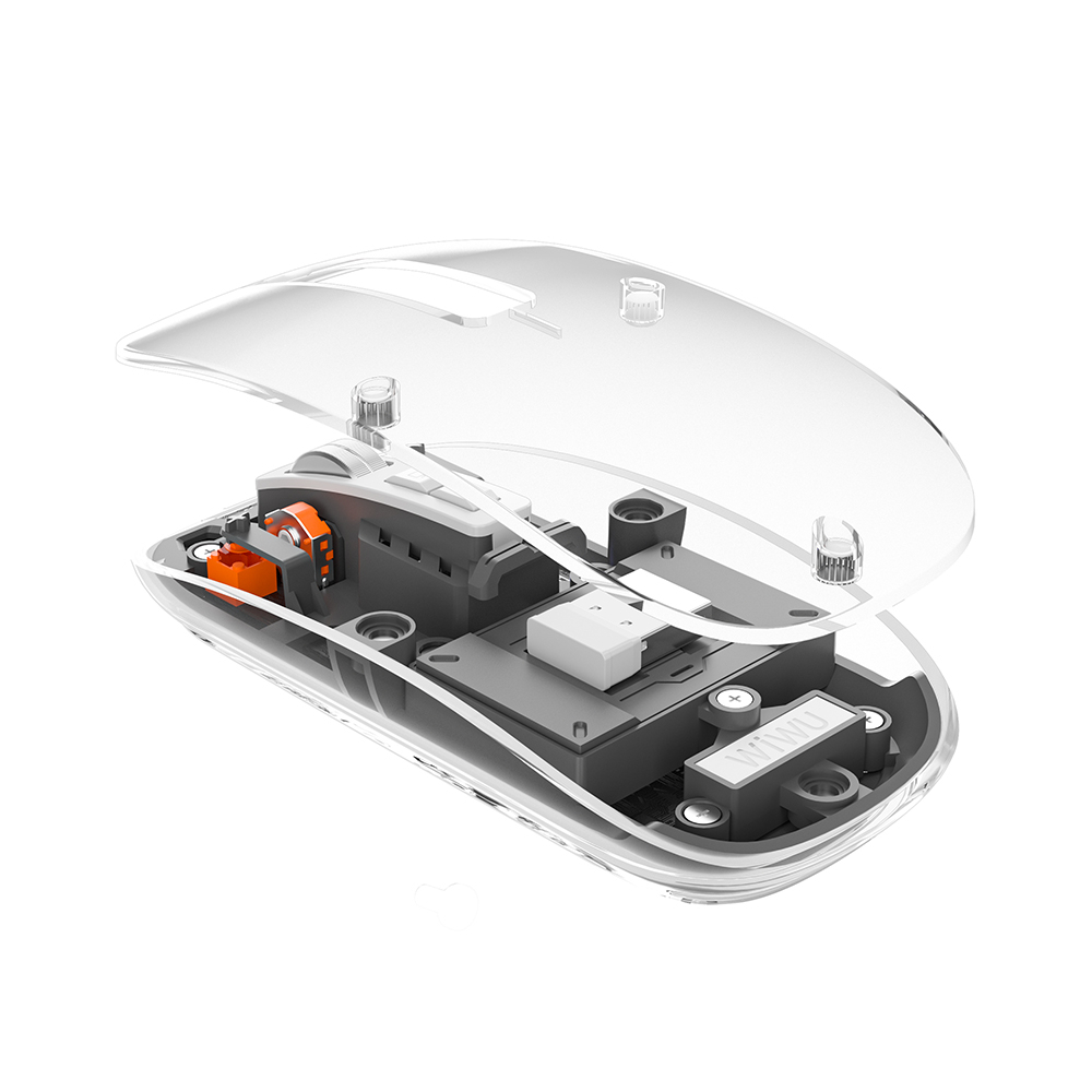 WiWU Crystal Wireless Mouse Removable Cover Dual Bluetooth Mouse 3 Modes Connect 2.4G Wireless Mouse fit for iOS/Android/Windows. 