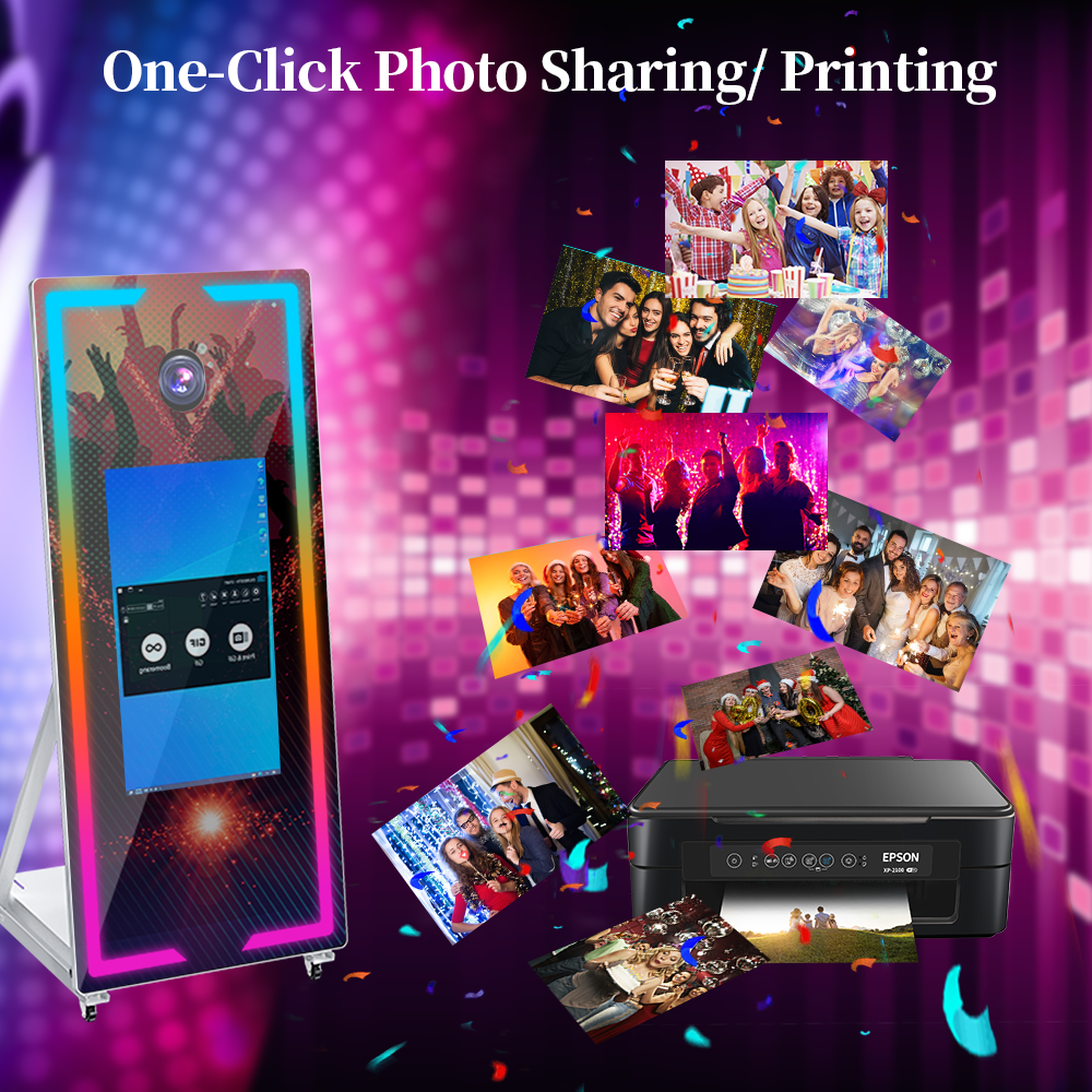 Touch Screen Magic Mirror Photo Booth Machine Portable 40 65inch Mirror Magic Selfie Photo Booth For Parties Events With Camare. 