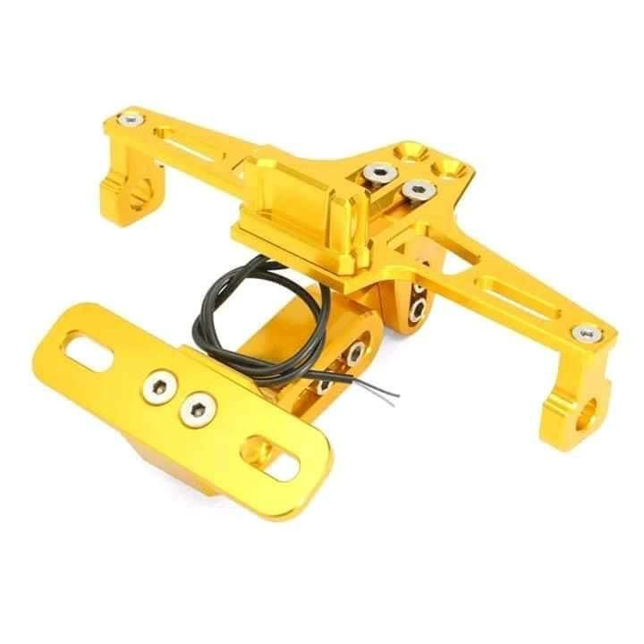 CNC Frame Motorcycle License Number Plate Holder Bracket With Led Adjustable Multicolor. 