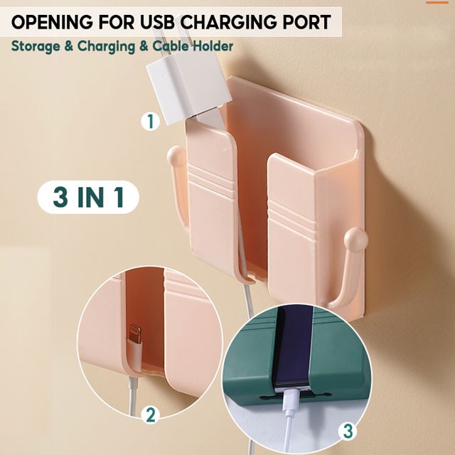 2 PCS Mobile Phone Charging Hanging Holder Multifunction Wall Mounted Plug Bracket Remote Control Mounted Storage Box. 