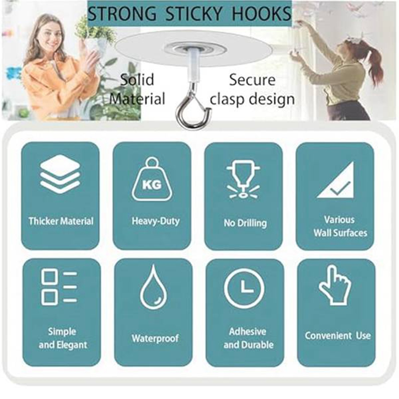 10Pcs Adhesive Ceiling Hooks for Popcorn Concrete Textured Ceiling Wall , No Drilling Self Adhesive Ceiling Hooks Easy Install Easy to Use. 