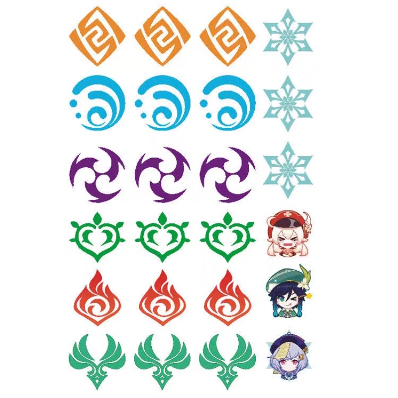 Game Genshin Impact Tattoo Stickers Xiao Albedo Barbatos Yoimiya Sticker Halloween Party Cosplay Accessory Gifts. 