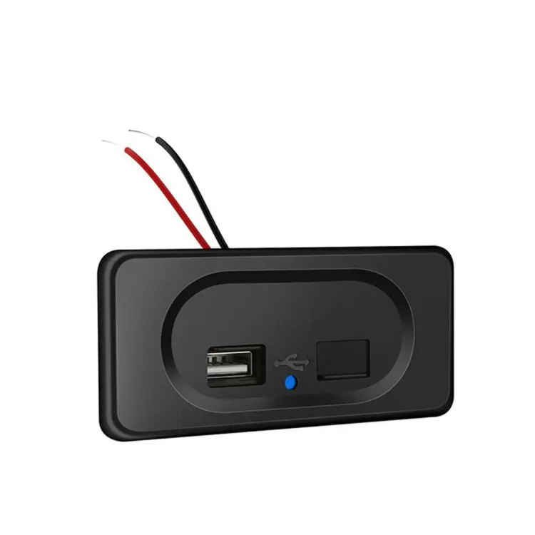Car Charger Socket 12V 24V Dual-USB Black for Motorcycle Auto