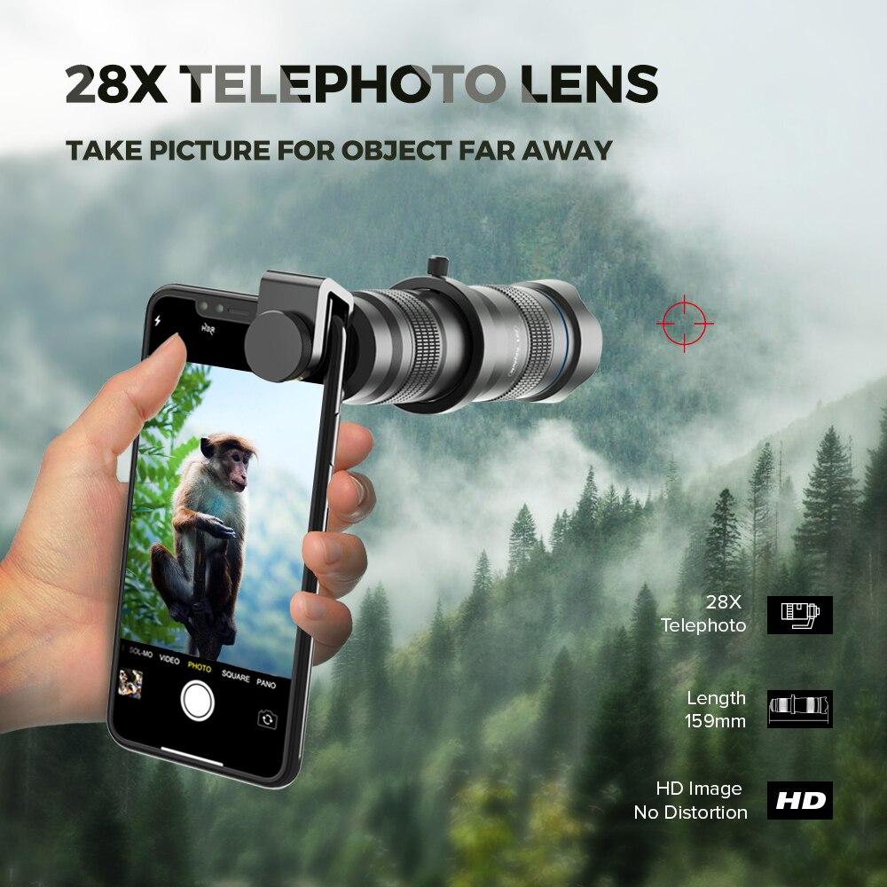 APEXEL Optic Phone Camera Lens HD 28X Telephoto Zoom Lens Monocular with Mini Selfie Tripod for Huawei Xiaomi All Smartphone. 