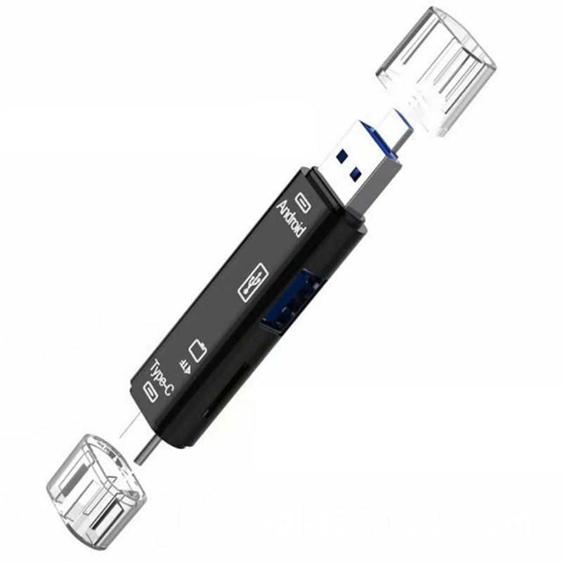 5-in-1 Multifunctional OTG Card Reader Micro-SD / SD Card / USB Reader Support TF Android Type-c Phone / Computer / Type-c Universal. 