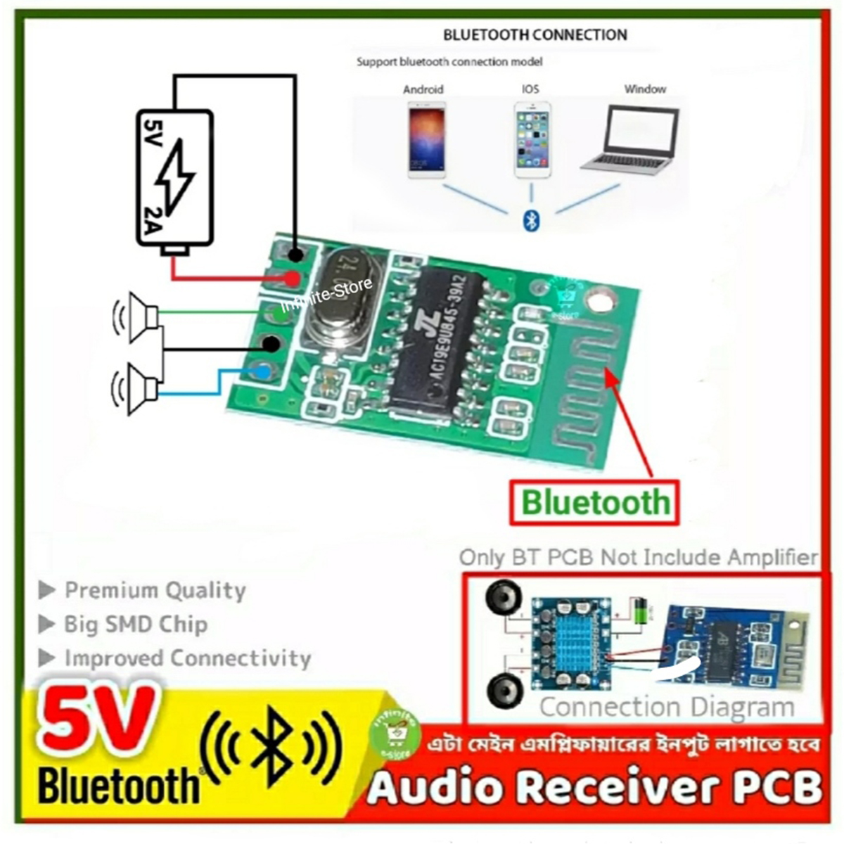 Bluetooth Audio Receiver Board 5V Lossless Audio Frequency Receive. 